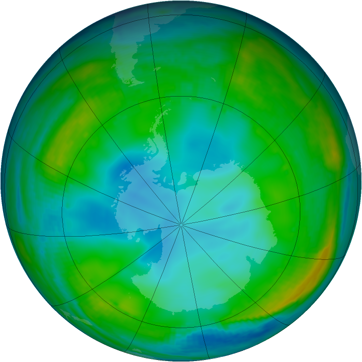 Antarctic ozone map for 06 July 1999